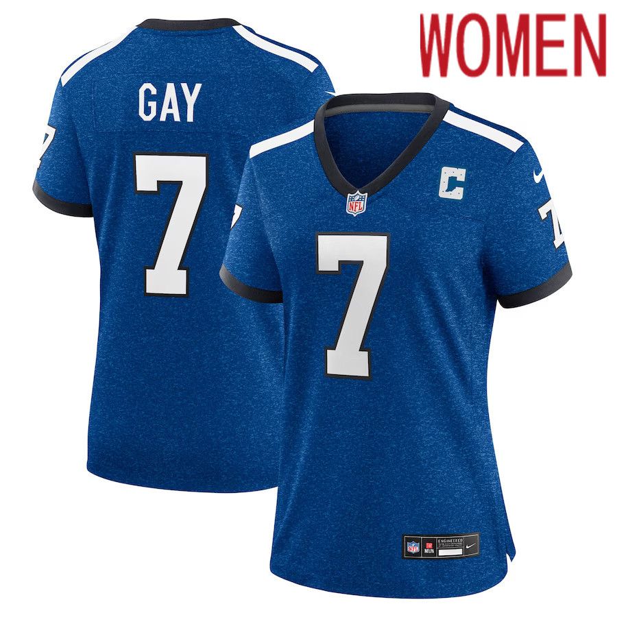 Women Indianapolis Colts #7 Matt Gay Nike Royal Indiana Nights Alternate Game NFL Jersey->women nfl jersey->Women Jersey